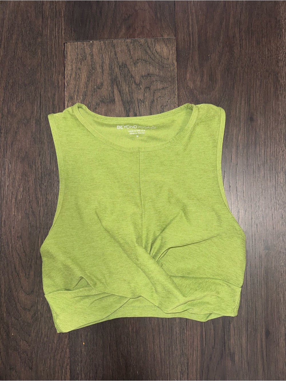 Beyond Yoga Bright Lime Twist-Front Cropped Tank